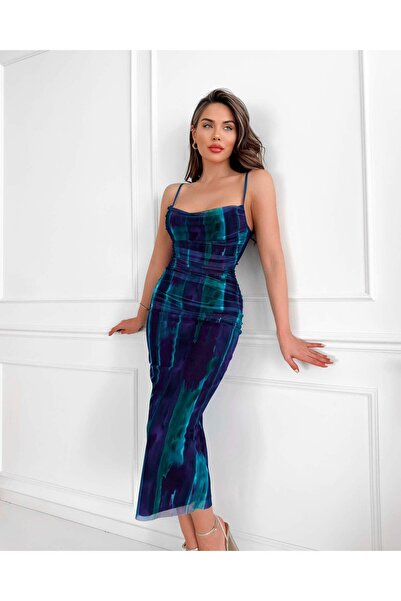 ESRAHELVACI Purple Strappy Gathered Dress