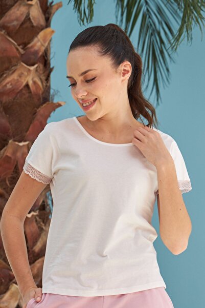 LILIAN Γυναικείο μπλουζάκι Soft Ecru Lace