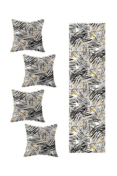on the clouds Leaf Patterned Living Room Kitchen Table - Set of 4 Decorative Throw Pillow Covers and Runner