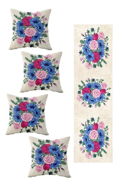 Pelangi Beige Blue 4-Piece Rose Flower Bouquet Set - Different Ranir Models D...