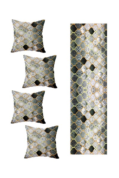 Generic Brand Gold Grey Damla - Set de 4 perne decorative și set de alergare ...