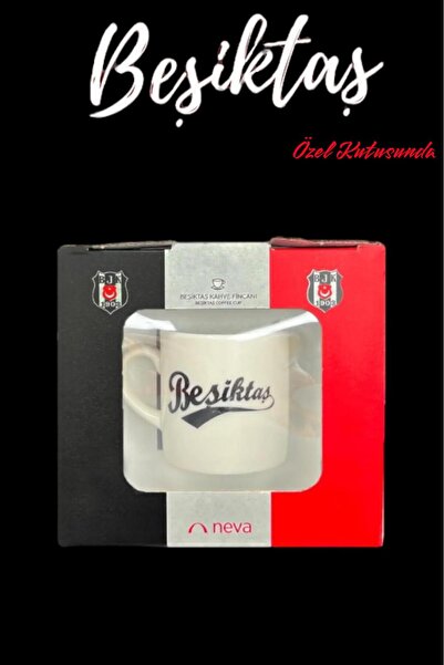 Neva 3'lü Takım Bjk Taraftar Lisanslı Özel Kutusunda Kahve Fincan Seti Beşiktaş'lı Babalara Hediye