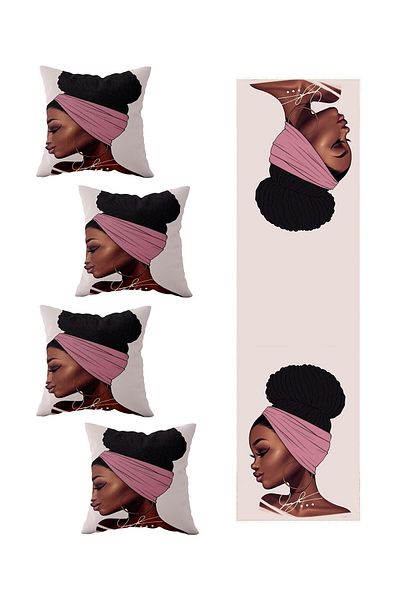 on the clouds 4-Piece Decorative Throw Pillow Cover and Runner Set - Black Women's Living Room Kitchen Table, Different Ranir Models