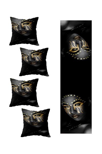 on the clouds 4-Piece Decorative Throw Pillow Cover and Runner Set - Black Women's Living Room Kitchen Table, Different Ranir Models