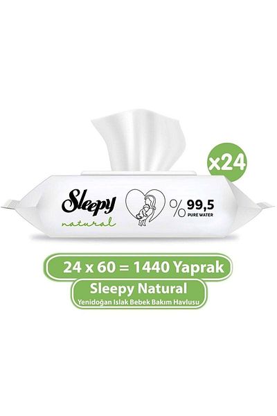 Sleepy Natural Newborn Wet Baby Care Towel 24x60 (1440 Sheets)