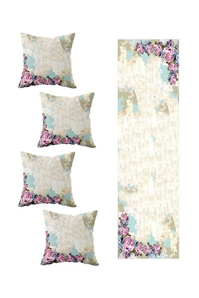 Pelangi Gül Desenli Salon Mutfak Masa Değişik Ranır Modelleri Dekoratif 4'lü ...