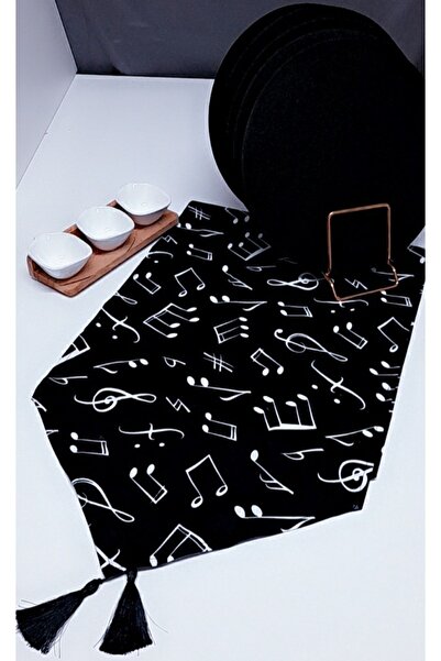 Dream Home Aslıdreamhome Amerikan&servis, Nota Desenli Siyah Runner,6'li Mdf ...