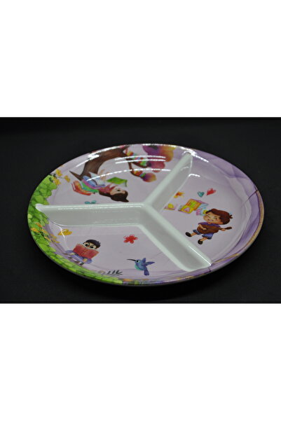 Freya YANPA TİCARET Melamin Çocuk Figürlü 3 Bölmeli Mama Tabak 23.5 Cm