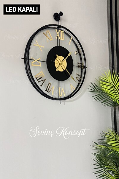 SEVİNÇ KONSEPT LED li BLACK EYES La Clock ORTA BOY SİYAH, Modern Dekoratif İs...