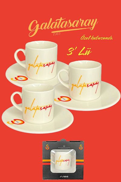 Neva 3-Piece Set Licensed Fan Coffee Cup Set - Special Box, Gift for Fathers