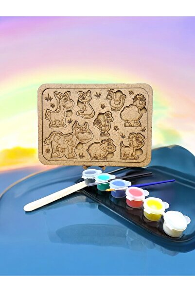 Generic Brand Wooden Animals Puzzle Painting Set, Learn While Painting, with ...