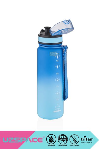 Uzspace 500ml New Motivational Tritan Water Flask - Double Color, Leak-Proof, BPA Free and Lockable Lid
