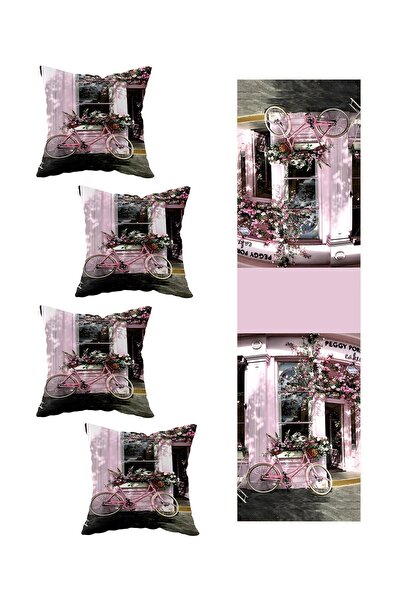 Genel Markalar Şehirde Pembe Bike Masa Değişik Ranır Modelleri Dekoratif 4'lü...