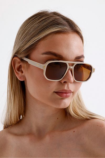 Goldmine Gabriela Cream Unisex Frame Brown Sunglasses - Uv400 Protection
