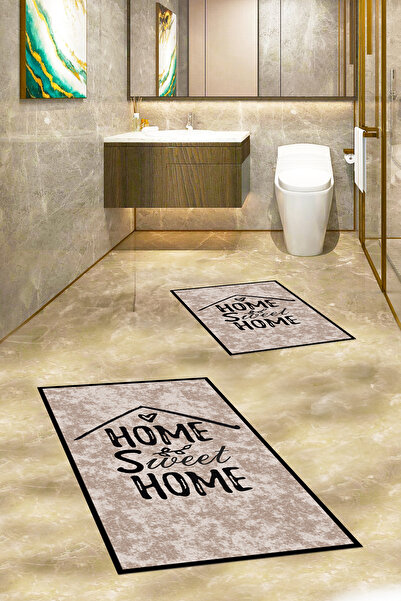 EY HOME Set de covorașe de baie duble, lavabile, anti-alunecare, cu inscripți...