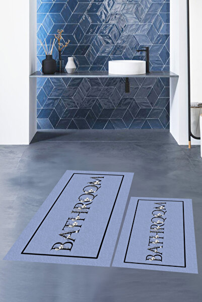 EY HOME Комплект тоалетна постелка за баня с надпис, която може да се пере, T...