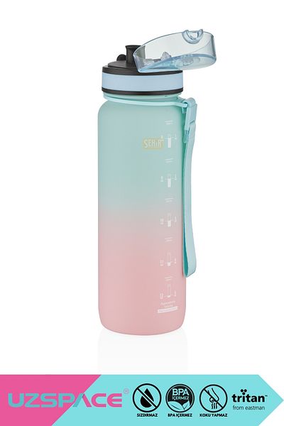 Uzspace 800ml New Dual Color Leak Proof Bpa Free Motivational Tritan Water Bottle with Lockable Lid