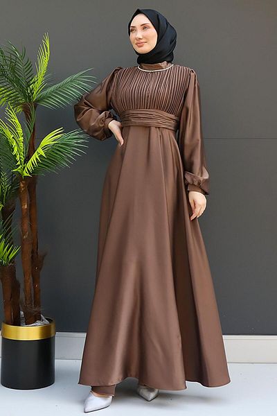 GİZ AGİYİM Φόρεμα Dark Mink Ceylin Hijab