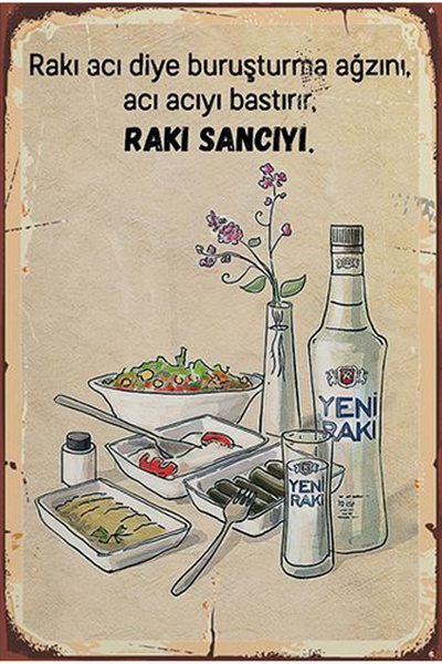 hediyeniburadabul Raki Designed Wooden Poster