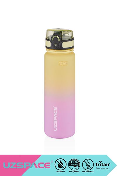 Uzspace 500ml New Motivational Tritan Water Flask - Double Color, Leak-Proof, BPA Free and Lockable Lid