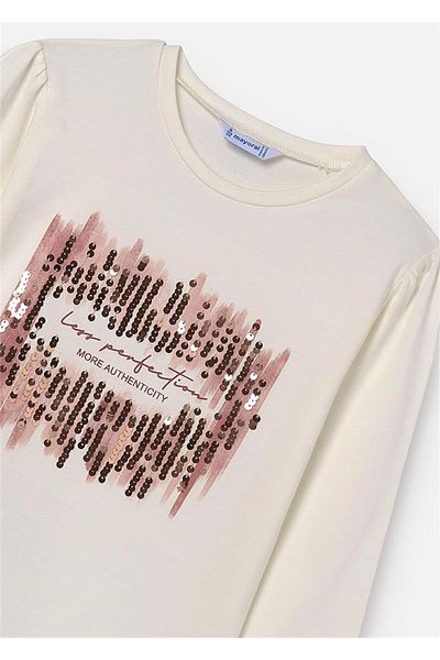 MAYORAL Tricou cu mânecă lungă pentru fetiță de culoare crem - 7003