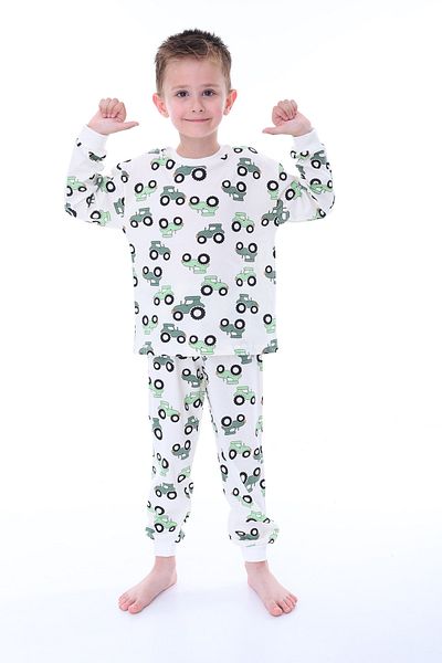 ZUZUNGA Men's Green Car Patterned Pajama Set