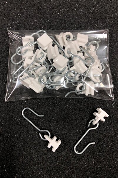 İzen Metal Kancalı Plastik Halkalı Korniş Ruleti / Perde Askısı 20 Adet