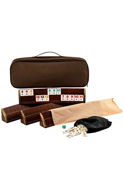 ESER Natural Wood Oval Okey Set - 101 Okey Game Set, Quality Solid Wood - Brown
