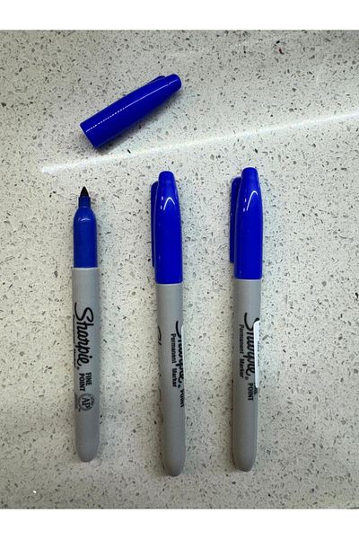 Sharpie Marker Fine Blue Thin Tip - 3 Pieces
