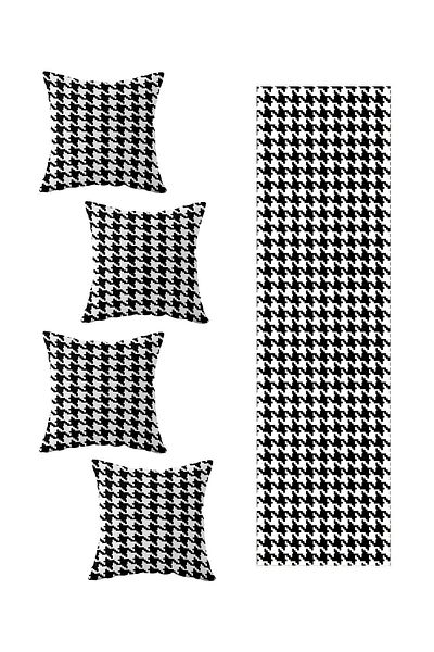 on the clouds 4-Piece Decorative Runner Set for Living Room Kitchen Table - Black Goose Leg, Different Ranir Models