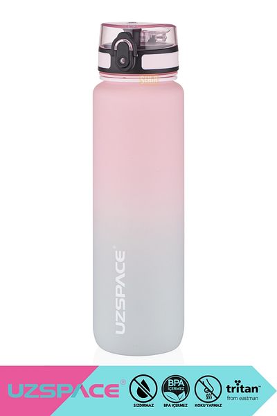 Uzspace 1000ml New Motivational Tritan Water Flask - Double Color, Leak-Proof, BPA Free, and Lockable Lid