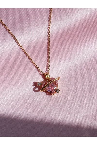 Reorah Collection Saturn Colorful Heart Shaped Steel Necklace