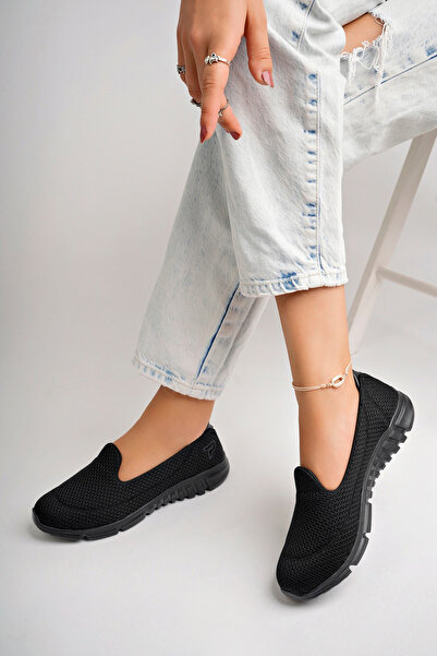 Deripabuc Siyah Siyah Kadın Spor Babet Yürüyüş Ayakkabısı Dp23-0201