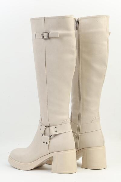 Pierre Cardin ® | PC-54119 - 3076 Крем для шкіри - Жіночі чобітки на підборах