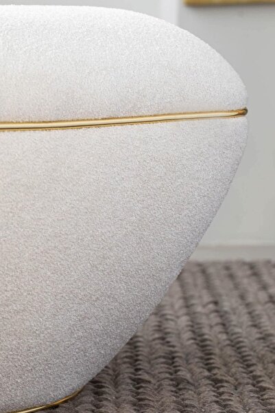 Zem Lulu Teddy Kumaş White Gold Puf