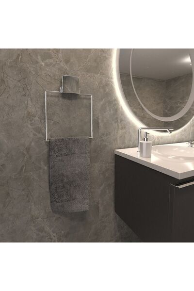 Genel Markalar Dekoratif Yapıştırmalı Banyo Mutfak Metal Kare Havluluk Askı K...