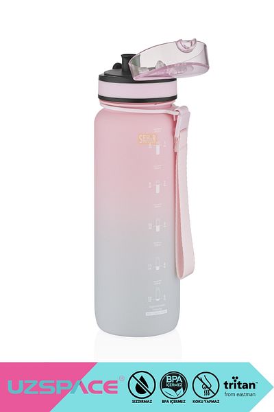 Uzspace 800ml New Dual Color Leak Proof Bpa Free Motivational Tritan Water Bottle with Lockable Lid