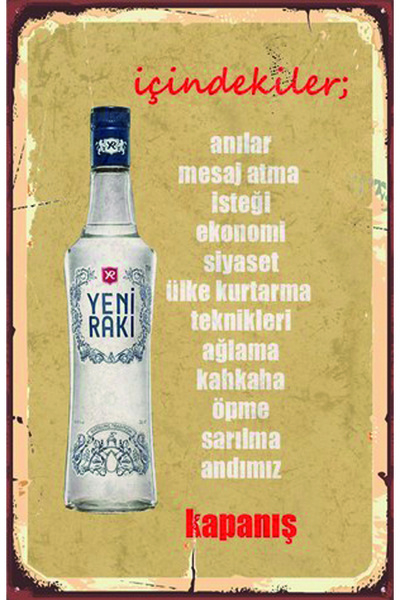 hediyeniburadabul Raki Designed Wooden Poster