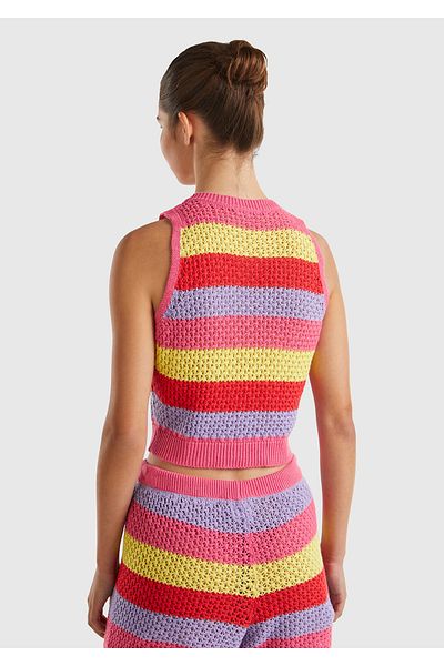 United Colors of Benetton Mix Cotton Women's Knitwear Blouse - Bottom Gathered