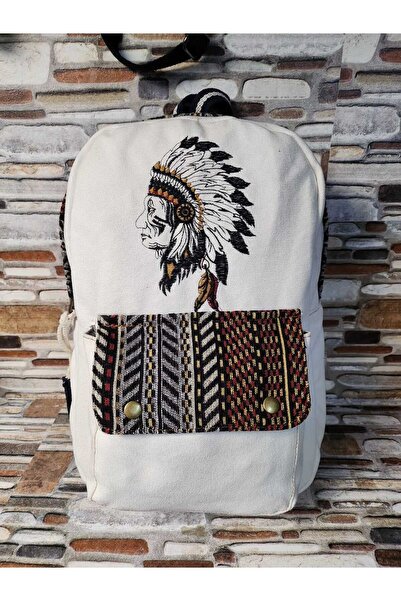 Street Bag Kızılderili Nakışlı Sırt Çantası Günlük Kullanım Seyehat