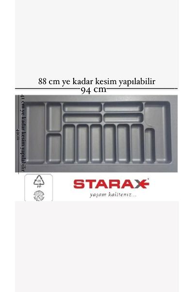 STARAX S-2293-Gp Gray Antibacterial Drawer - 94X88 cm Spoon Holder, Cut between 49X41 Cm, 100 Modules