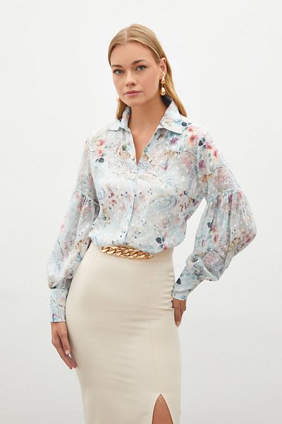 Sateen Cămașă verde cu model texturat