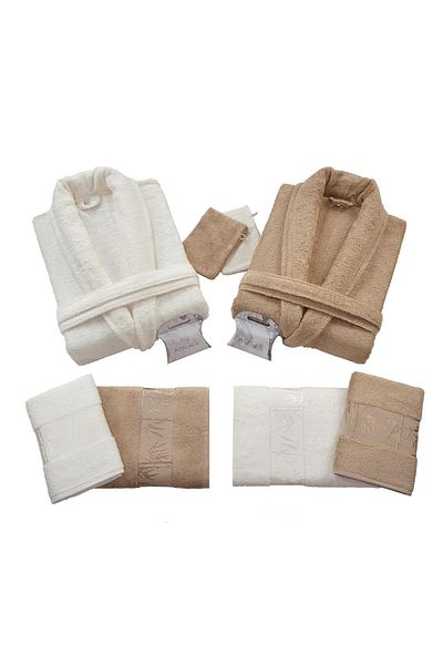 Zeynep Tekstil Nurpak Bamboo Unisex Οικογενειακό Σετ μπουρνούζι - 10 τεμάχια σε κουτί
