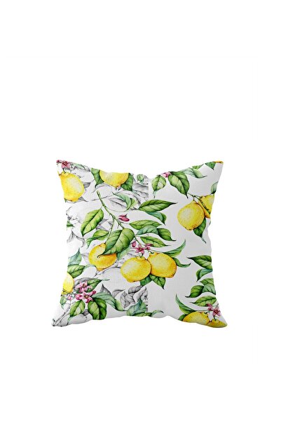 Pelangi Double Sided Lemon Patterned Hidden Zippered Pillowcase - Throw Pillo...