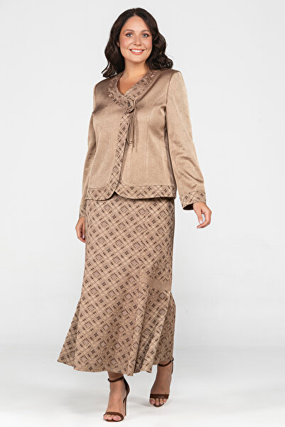 MİYORO Σετ μπουφάν με φούστα με καρό μοτίβο ζακάρ