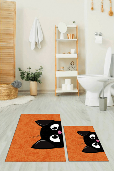 EY HOME με τύπωμα Σετ τουαλέτας με αντιολισθητικό χαλάκι μπάνιου με σχέδιο γά...