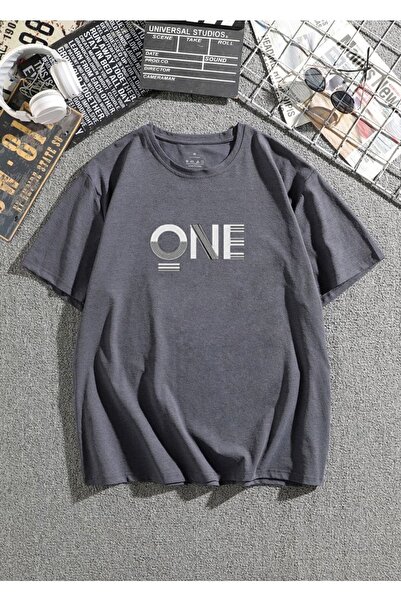 MEİLİFENG Tricou oversize pentru bărbați - imprimat „One”.