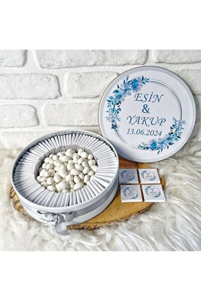 BUGİTO 150 Adet 200 gr Draje Çiçek Temalı İsme Özel Nişan-Nikah-Söz -Kız İste...