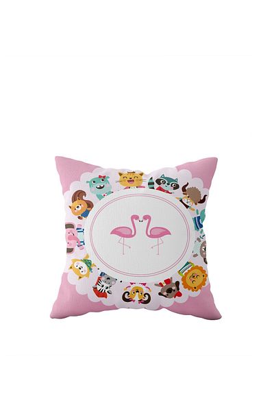 on the clouds Double Sided Pink Cat Flamingo Pillow Case - Hidden Zipper Detail