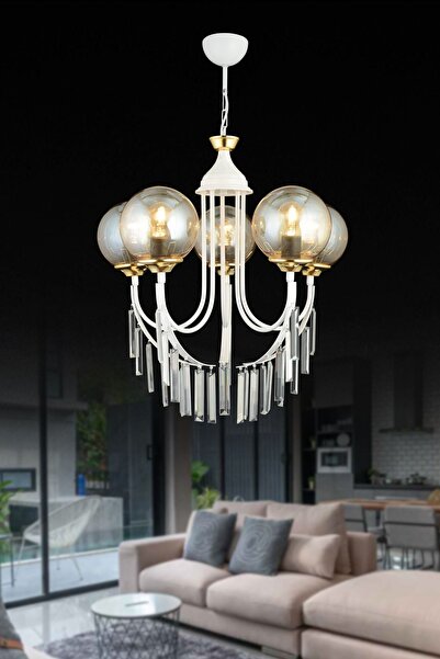 Genel Markalar Beyaz Irmak 5'li Bal Glop Camlı Lüks Yukarı Bakan Kristal Taşl...